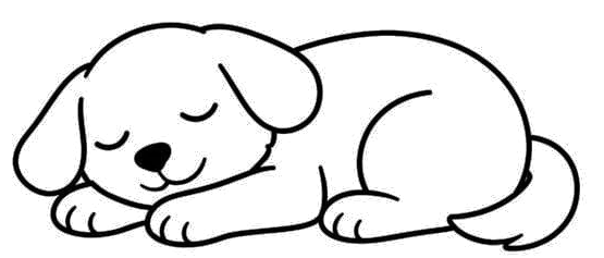 Line drawing of a sleeping dog